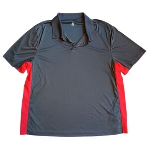 Open Trails Men's Gray and Red 3 Button Polo Shirt